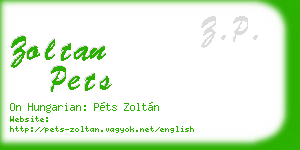 zoltan pets business card